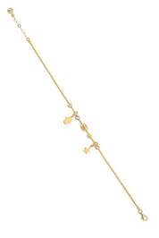 Altın Dorika Toplu Sallantılı Fatma Eli Ve Yıldız Bileklik