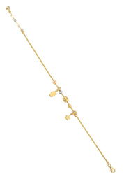 Altın Dorika Toplu Sallantılı Fatma Eli Ve Yıldız Bileklik