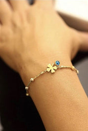 Altın Dorika Toplu Yonca Nazar Göz Bileklik