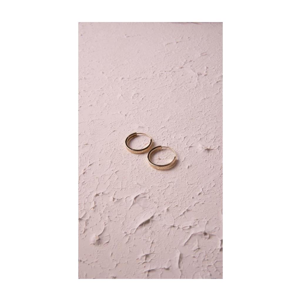 Altın Düz Desenli Halka Küpe 1.3 cm Gizli Kilit