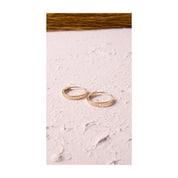 Altın Düz Desenli Halka Küpe 1.3 cm Gizli Kilit