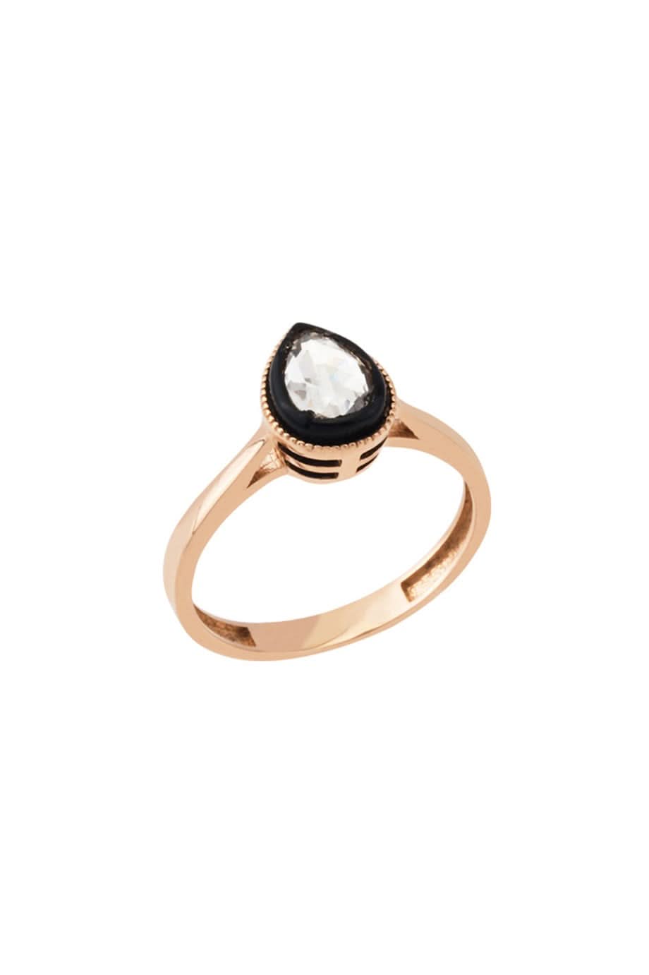 Altın Elmas Görünümlü Damla Tektaş Yüzük