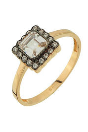 Altın Elmas Görünümlü Kare Yüzük