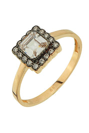 Altın Elmas Görünümlü Kare Yüzük