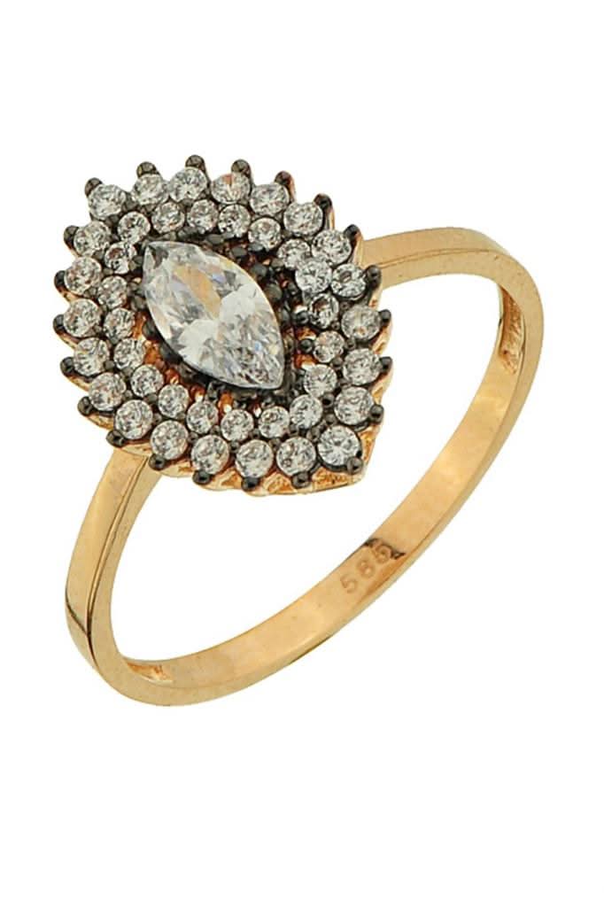 Altın Elmas Görünümlü Yüzük