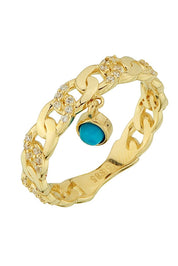 Altın Firuze Taşlı Sallantılı Yüzük