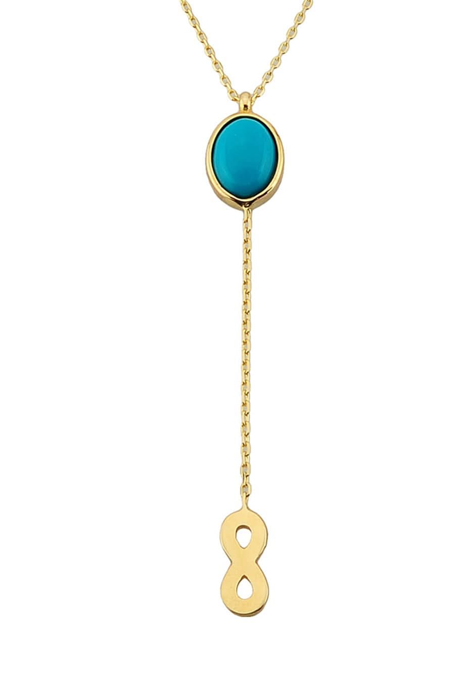 Altın Firuze Taşlı Sonsuzluk Kolye