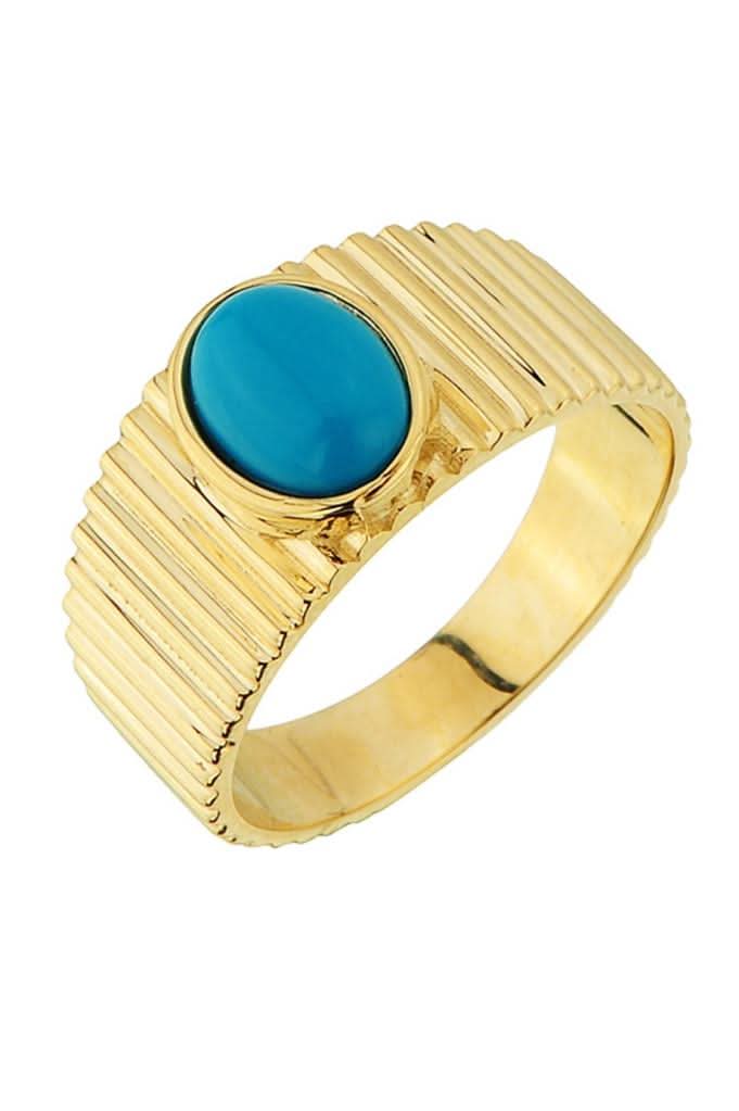 Altın Firuze Taşlı Tasarım Yüzük