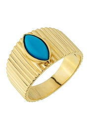 Altın Firuze Taşlı Tasarım Yüzük