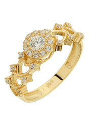 Altın Kalp Motifli Tasarım Yüzük