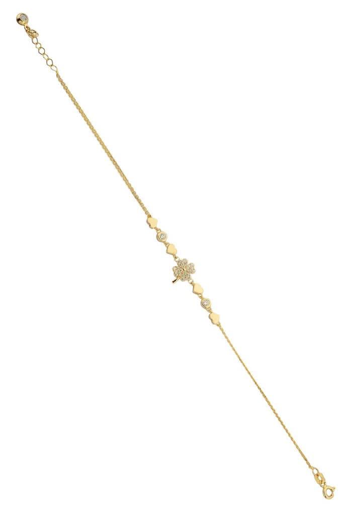 Altın Kalpli Yonca Bileklik