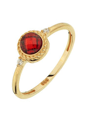 Altın Kırmızı Taşlı Yüzük