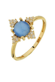 Altın Mavi Taşlı Yüzük