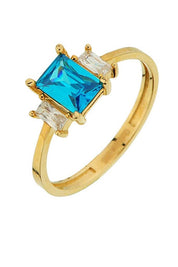 Altın Mavi Taşlı Yüzük