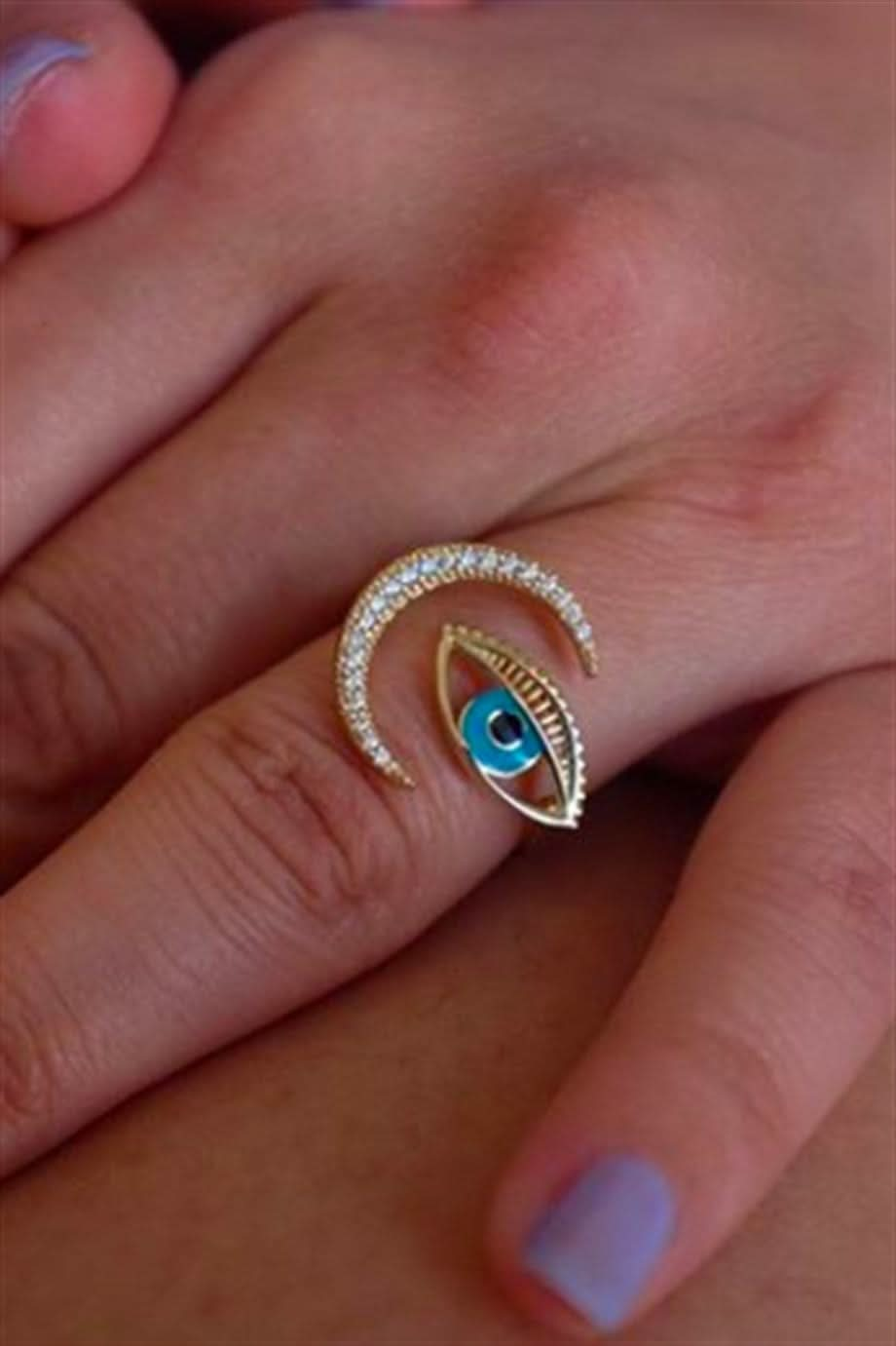 Altın Mineli Kirpik Göz Ay Yüzük