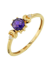 Altın Mor Taşlı Ay Yüzük