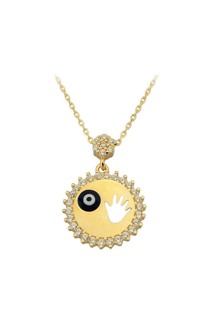 Altın Nazar Boncuklu El Kolye