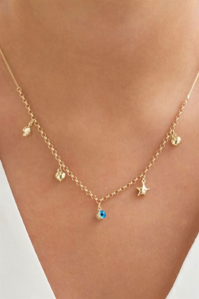 Altın Nazar Boncuklu Şanş Kolye