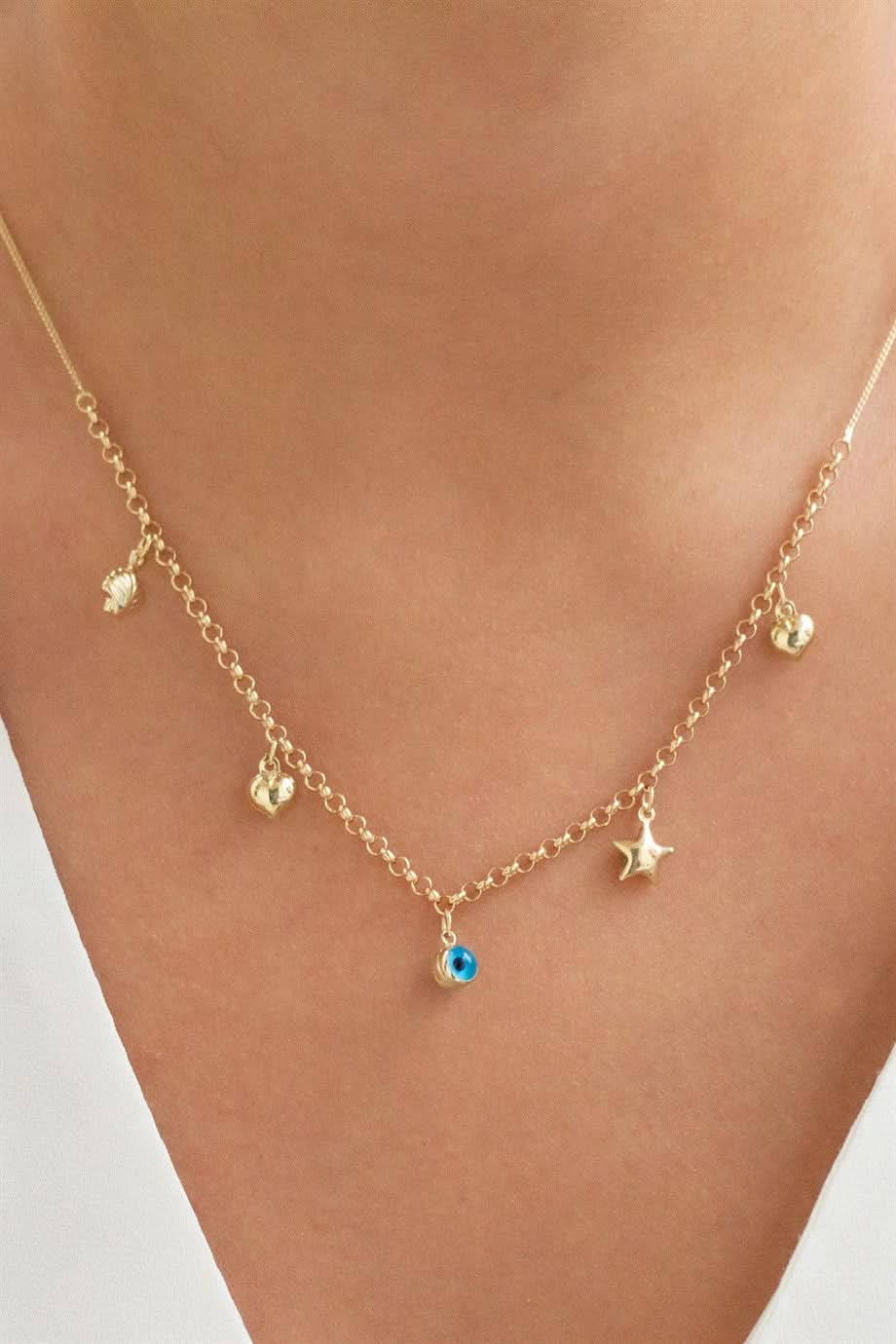 Altın Nazar Boncuklu Şanş Kolye