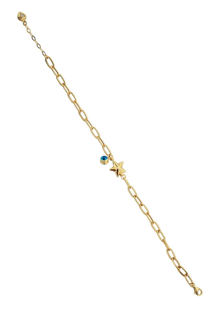 Altın Nazar Boncuklu Yıldız Bileklik