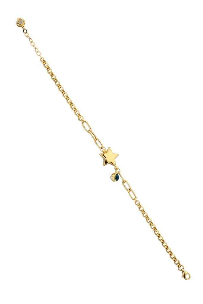 Altın Nazar Boncuklu Yıldızlı Bileklik