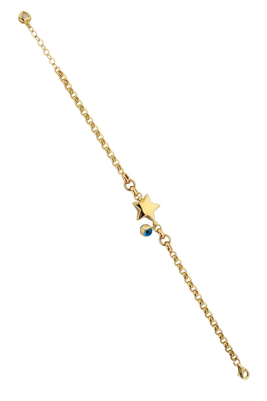 Altın Nazar Boncuklu Yıldızlı Bileklik