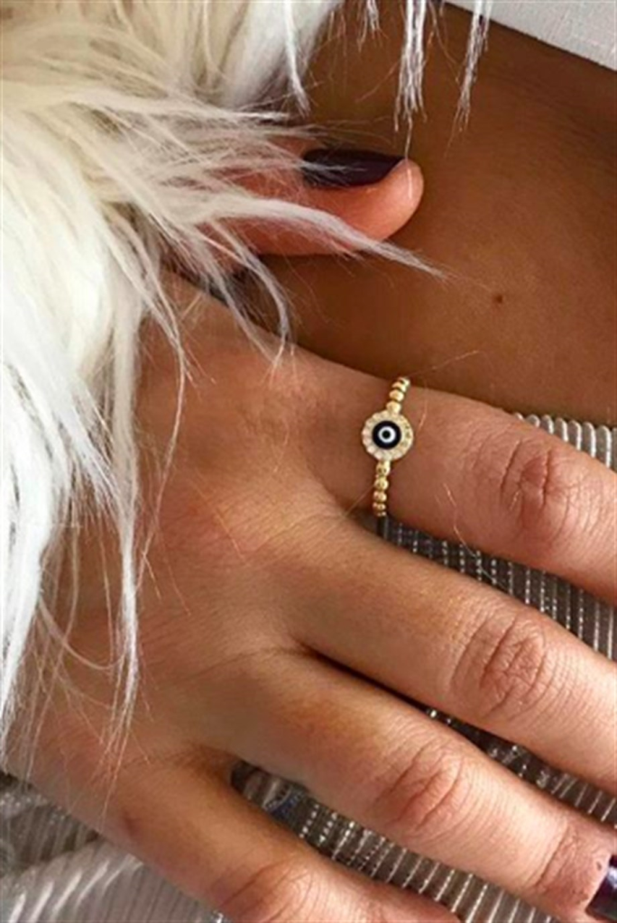 Altın Nazar Boncuklu Yüzük