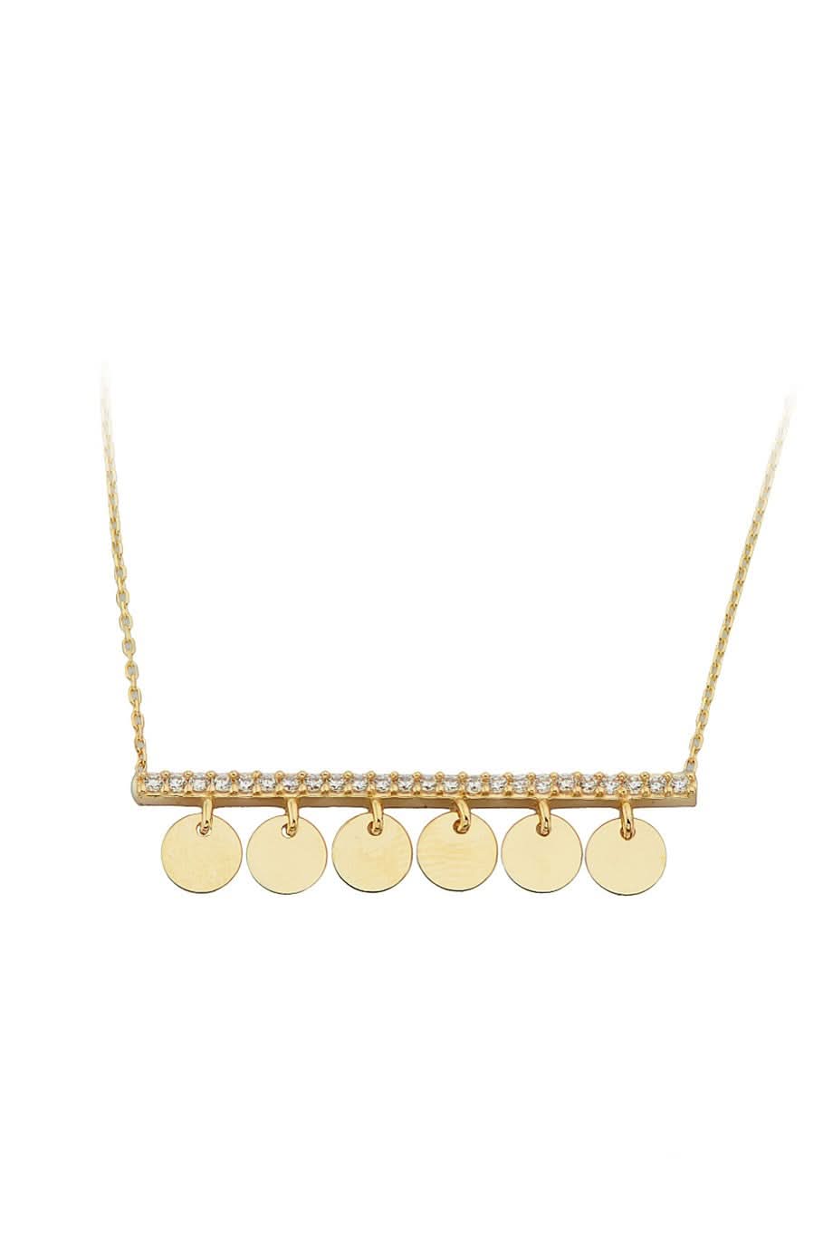 Altın Pullu Taşlı Kolye