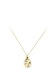 Altın Renkli Taşlı Sonsuzluk Damla Kolye