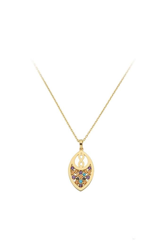 Altın Renkli Taşlı Sonsuzluk Kolye
