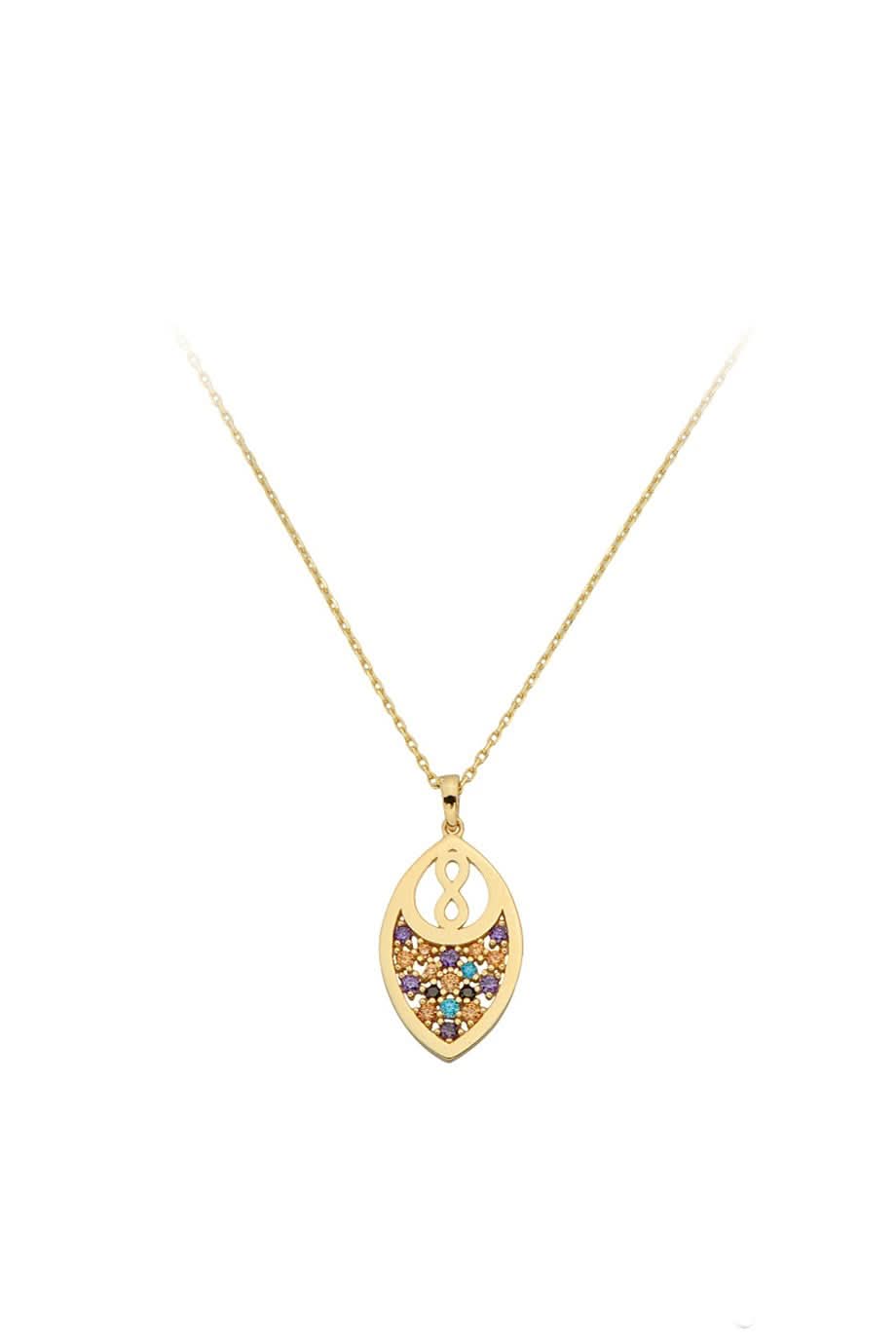 Altın Renkli Taşlı Sonsuzluk Kolye