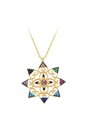 Altın Renkli Taşlı Tasarım Kolye