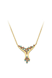 Altın Renkli Taşlı Tasarım Kolye