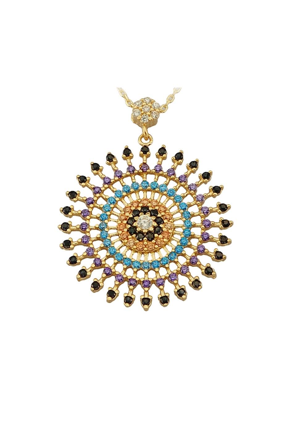 Altın Renkli Taşlı Tasarım Kolye