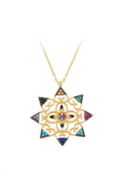 Altın Renkli Taşlı Tasarım Kolye