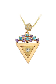 Altın Renkli Taşlı Üçgen Kolye