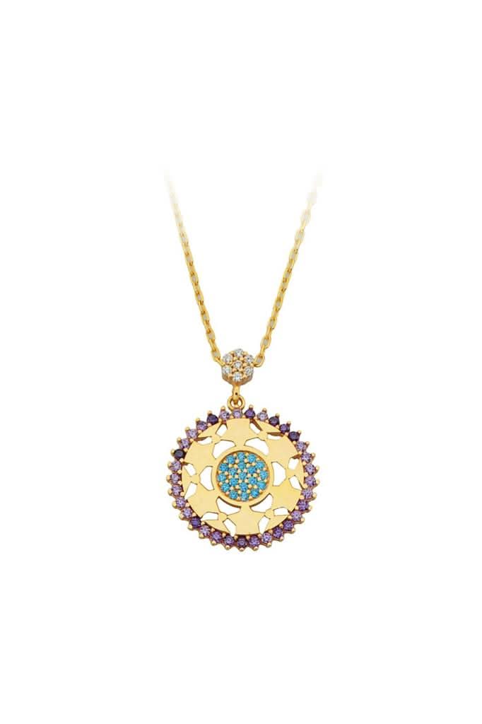 Altın Renkli Taşlı Yıldız Motifli Kolye