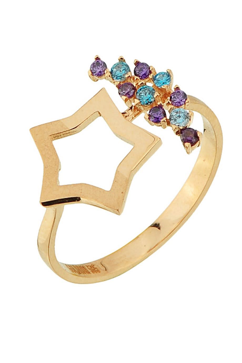 Altın Renkli Taşlı Yıldız Yüzük