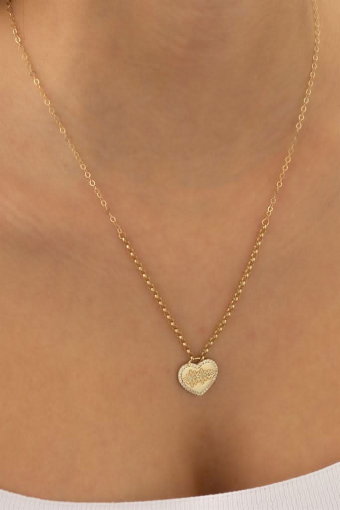 Altın Ritimli Kalp Kolye