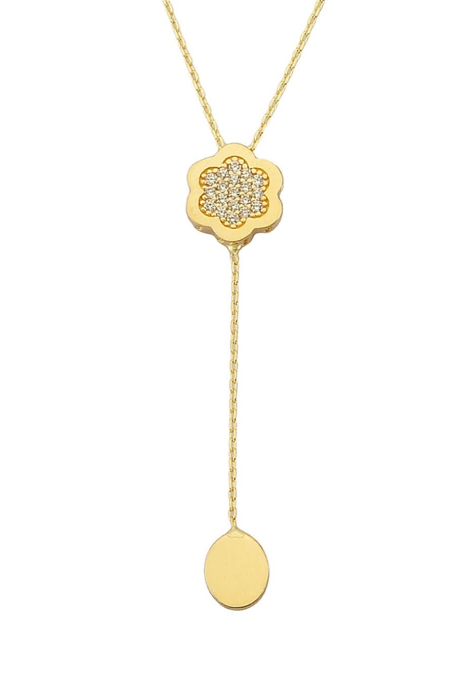 Altın Sallantılı Çiçek Kolye