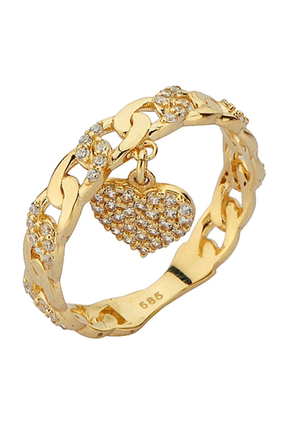 Altın Sallantılı Kalp Yüzük