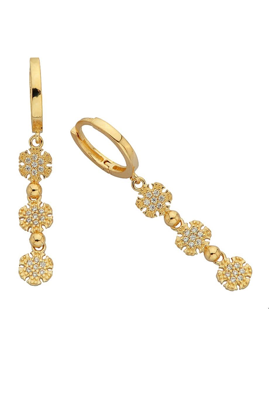 Altın Sallantılı Kar Tanesi Küpe