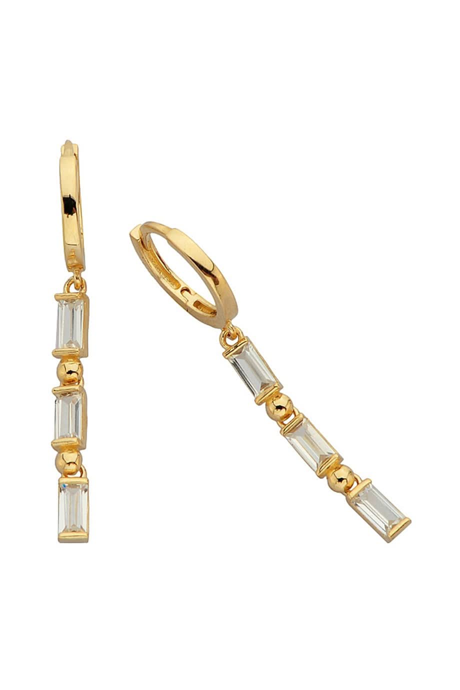 Altın Sallantılı Tasarım Küpe