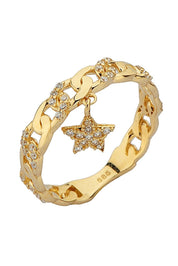 Altın Sallantılı Yıldız Yüzük