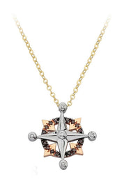 Altın Siyah Taşlı Pusula Kolye