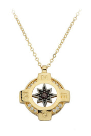 Altın Siyah Taşlı Pusula Kolye