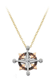 Altın Siyah Taşlı Pusula Kolye