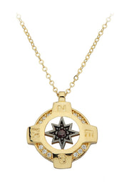 Altın Siyah Taşlı Pusula Kolye