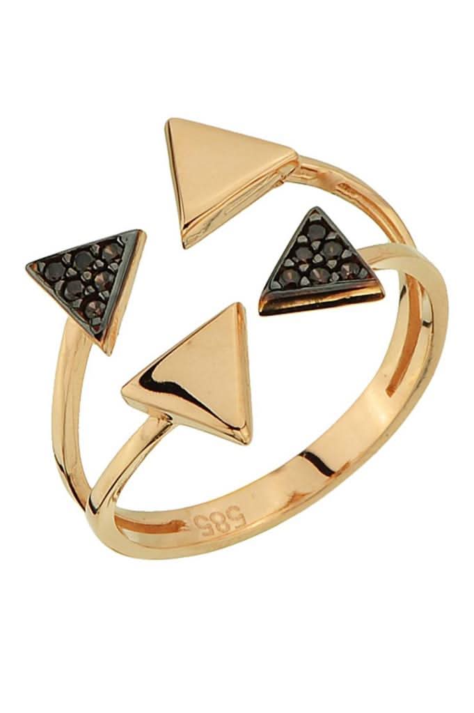 Altın Siyah Taşlı Tasarım Yüzük