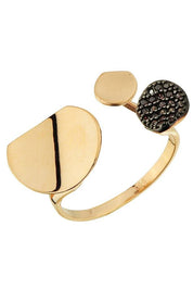 Altın Siyah Taşlı Tasarım Yüzük